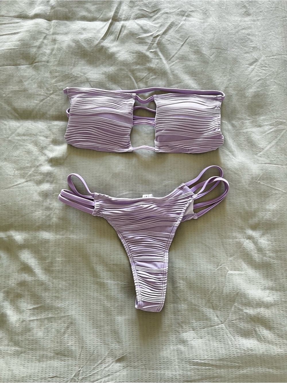 NEW Lilac Ruched Bandeau Bikini Set
